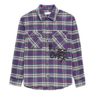 CAMISA DE FRANELA A CUADROS AZUL C/O VIRGIL ABLOH OW
