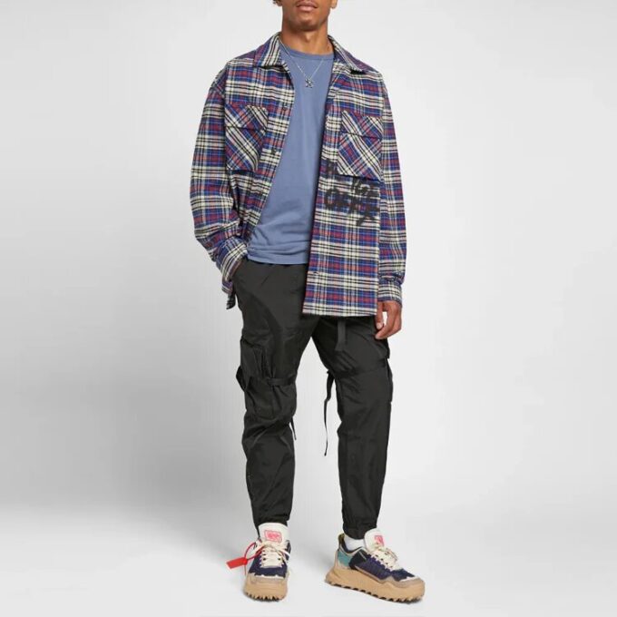 CAMISA DE FRANELA A CUADROS AZUL C/O VIRGIL ABLOH OW