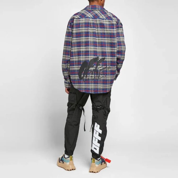 CAMISA DE FRANELA A CUADROS AZUL C/O VIRGIL ABLOH OW