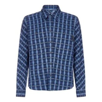 Camisa de franela a cuadros azul para hombre Off-White