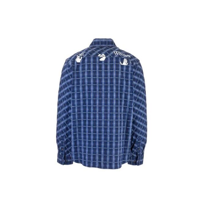Camisa de franela a cuadros azul para hombre Off-White