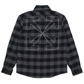 Camisa de franela a cuadros con flecha, manga larga, versión negra