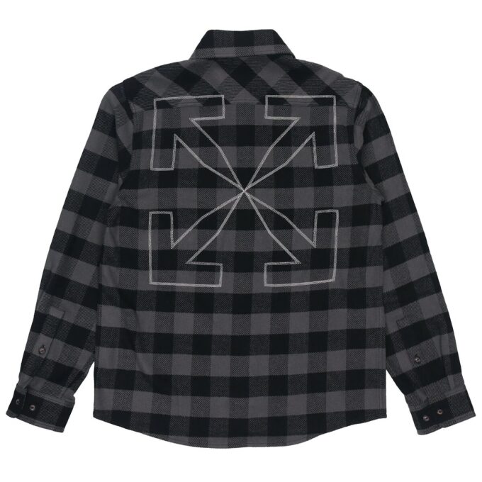 Camisa de franela a cuadros con flecha, manga larga, versión negra