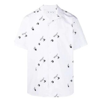 Camisa de manga corta con estampado de logotipo SS21, corte holgado, color blanco