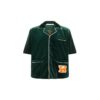Camisa de manga corta FW20 Camisa de manga corta de terciopelo para hombre, verde