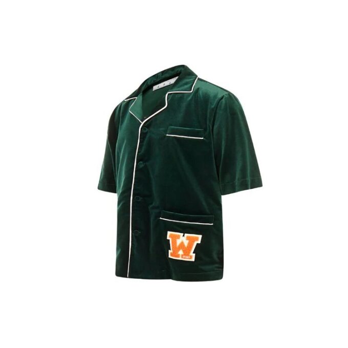 Camisa de manga corta FW20 Camisa de manga corta de terciopelo para hombre, verde