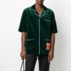 Camisa de manga corta FW20 Camisa de manga corta de terciopelo para hombre, verde