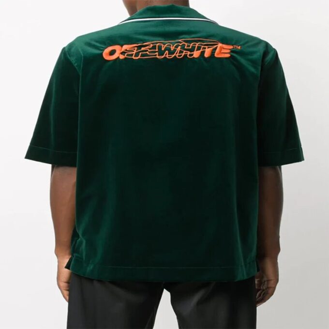 Camisa de manga corta FW20 Camisa de manga corta de terciopelo para hombre, verde