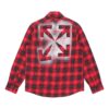 Camisa de manga larga a cuadros con estampado de flechas, color rojo