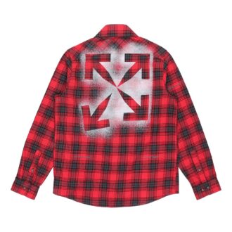 Camisa de manga larga a cuadros con estampado de flechas, color rojo
