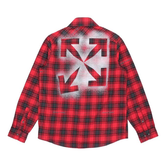 Camisa de manga larga a cuadros con estampado de flechas, color rojo