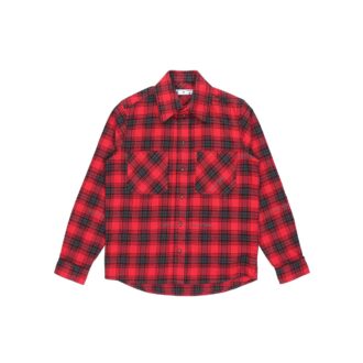 Camisa de manga larga a cuadros con estampado de flechas, color rojo
