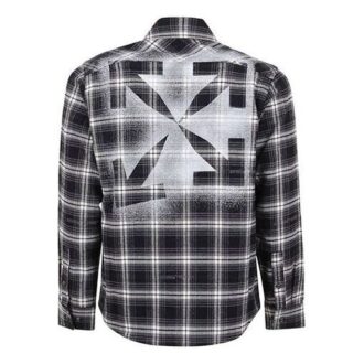 Camisa de manga larga a cuadros con estampado de flechas, negra