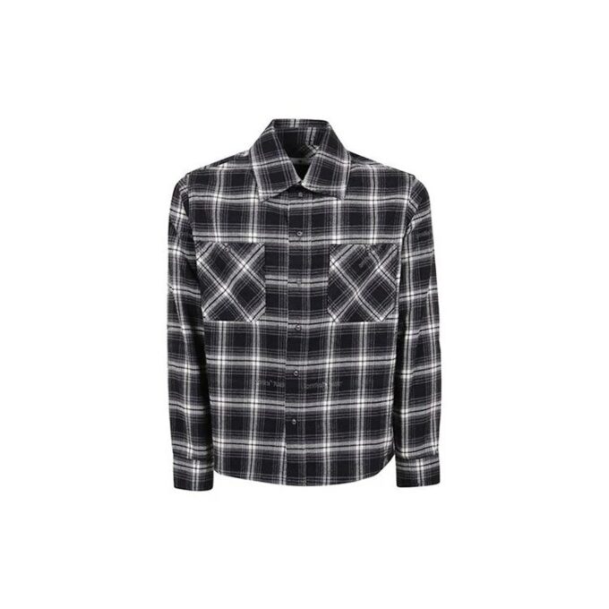 Camisa de manga larga a cuadros con estampado de flechas, negra