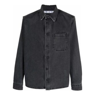 Camisa de manga larga con solapas Off-White para hombre, colección primavera-verano 2022, en Denim gris