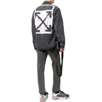 Camisa de manga larga con solapas Off-White para hombre, colección primavera-verano 2022, en Denim gris