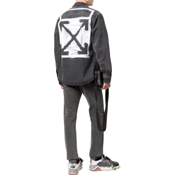 Camisa de manga larga con solapas Off-White para hombre, colección primavera-verano 2022, en Denim gris