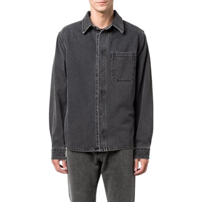 Camisa de manga larga con solapas Off-White para hombre, colección primavera-verano 2022, en Denim gris