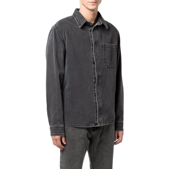 Camisa de manga larga con solapas Off-White para hombre, colección primavera-verano 2022, en Denim gris