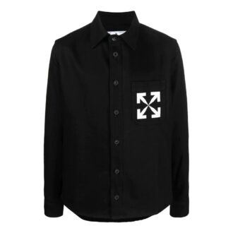 Camisa de manga larga de Denim con estampado de logotipo de Arrows, temporada primavera-verano 2022, color negro