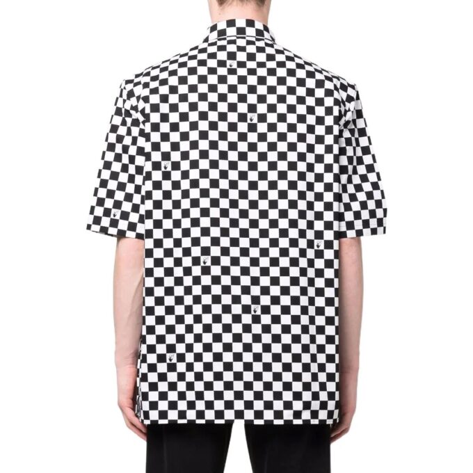 Camisa de pantalón corto a cuadros con solapa para hombre de Off-White, color negro