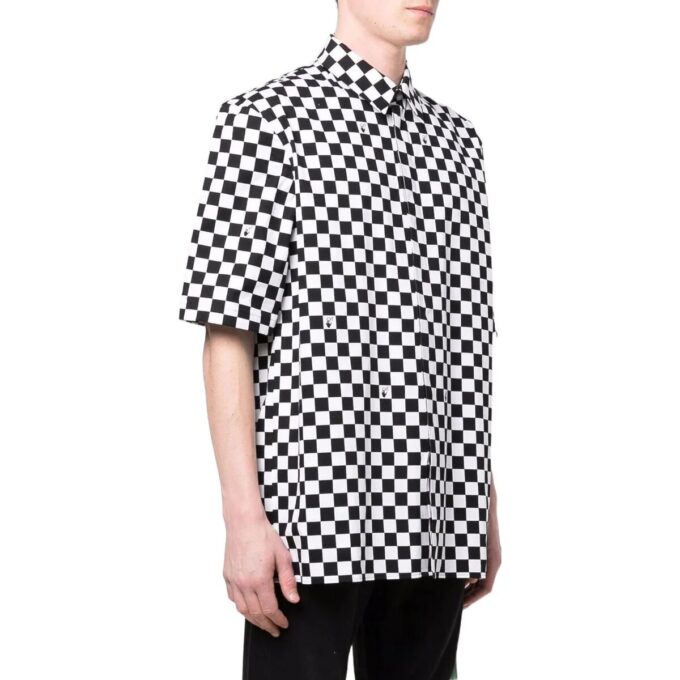 Camisa de pantalón corto a cuadros con solapa para hombre de Off-White, color negro