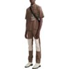 Camisa de pantalón corto con bolsillo Off-White para hombre, color liso, marrón
