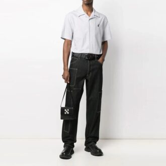 Camisa de pantalón corto con rayas informal SS21, versión en blanco