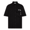 Camisa de pantalón corto de algodón estampada en color liso, negra