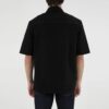 Camisa de pantalón corto de algodón estampada en color liso, negra