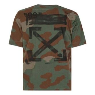 Camisa de pantalones cortos holgada verde militar de camuflaje