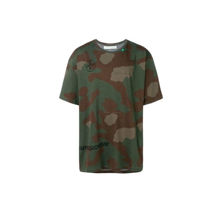 Camisa de pantalones cortos holgada verde militar de camuflaje