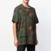 Camisa de pantalones cortos holgada verde militar de camuflaje