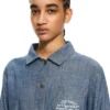 Camisa de pijama de denim de cambray