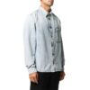 Camisa Denim de manga larga con logo estampado para hombre, azul