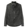 Camisa Denim de manga larga con logo estampado para hombre, color negro
