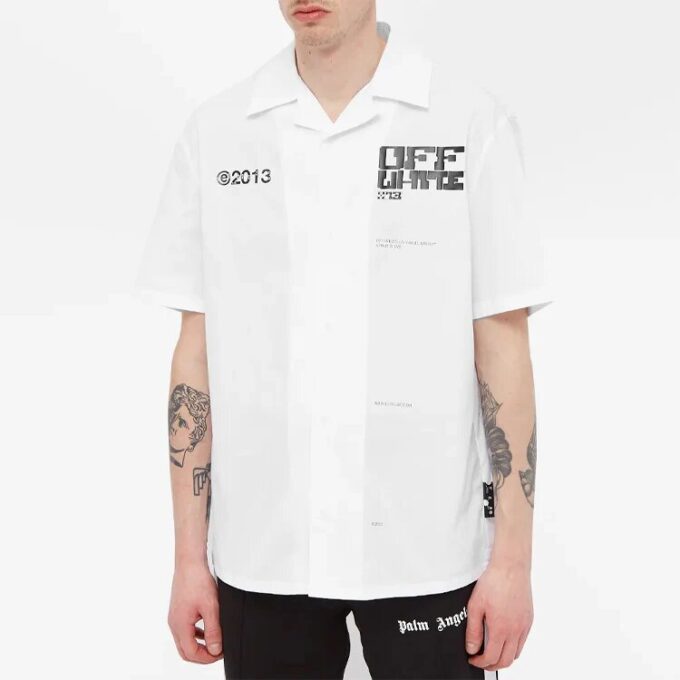 Camisa informal de corte holgado con estampado de flechas grandes, colección FW21, color blanco