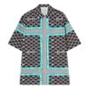 Camisa negra de manga corta holgada con solapa y estampado completo del logotipo clásico Off-White para hombre FW22