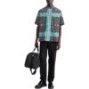 Camisa negra de manga corta holgada con solapa y estampado completo del logotipo clásico Off-White para hombre FW22