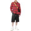 Camisa roja de manga larga holgada con solapa y logotipo bordado a cuadros de Off-White para hombre, colección primavera-verano 2022