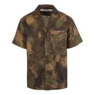 Camisa verde de pantalón corto con estampado de camuflaje para hombre de Off-White