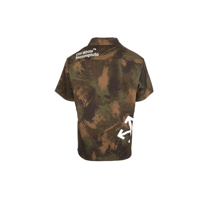 Camisa verde de pantalón corto con estampado de camuflaje para hombre de Off-White