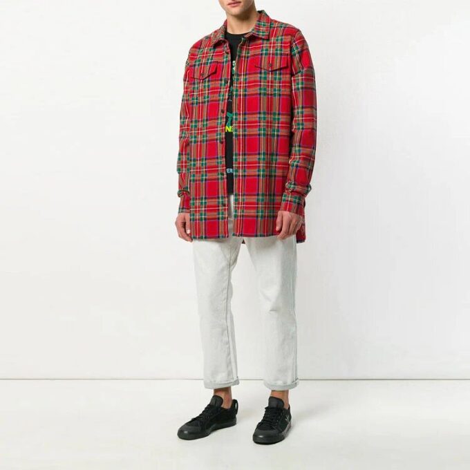 Camisas a cuadros Camisa de tartán para hombre Roja