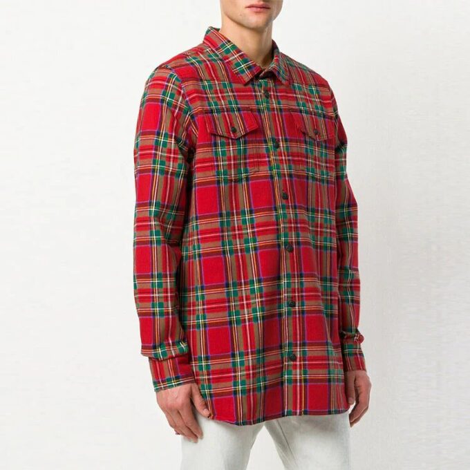 Camisas a cuadros Camisa de tartán para hombre Roja