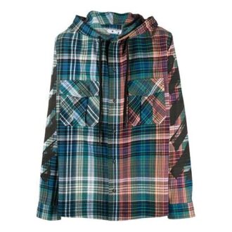 Camisas asimétricas con capucha y estampado de cuadros, azul