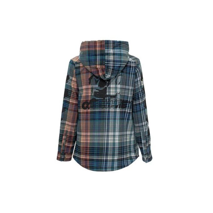 Camisas asimétricas con capucha y estampado de cuadros, azul
