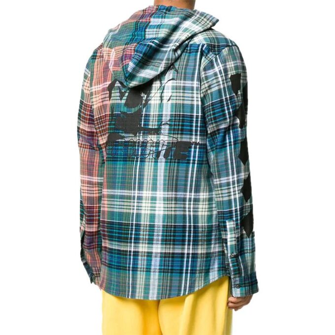 Camisas asimétricas con capucha y estampado de cuadros, azul
