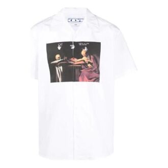 Camisas blancas de manga corta Off-White para hombre, colección primavera-verano 2021