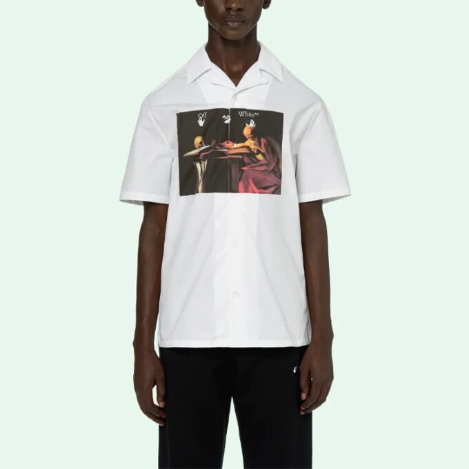 Camisas blancas de manga corta Off-White para hombre, colección primavera-verano 2021