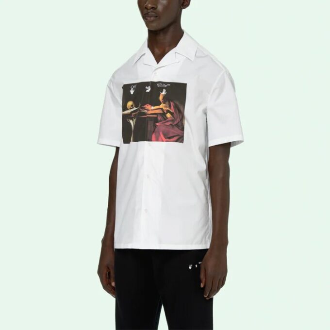 Camisas blancas de manga corta Off-White para hombre, colección primavera-verano 2021